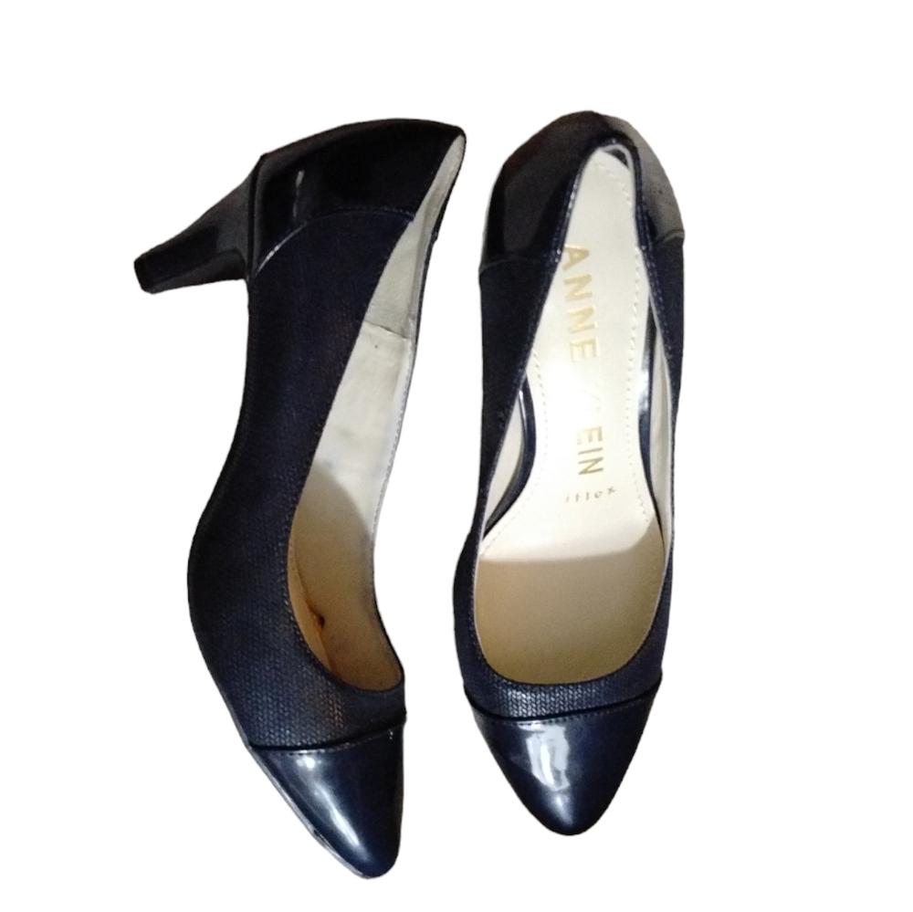 Anne Klein Iflex Rheina Navy Blue Kitten Heel Pumps Womens Heels Size 6.5